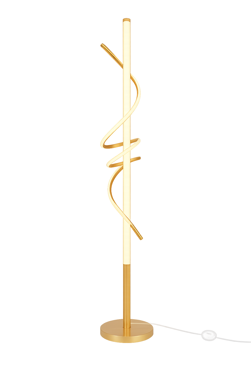 Lámpara de pie espiral dorada