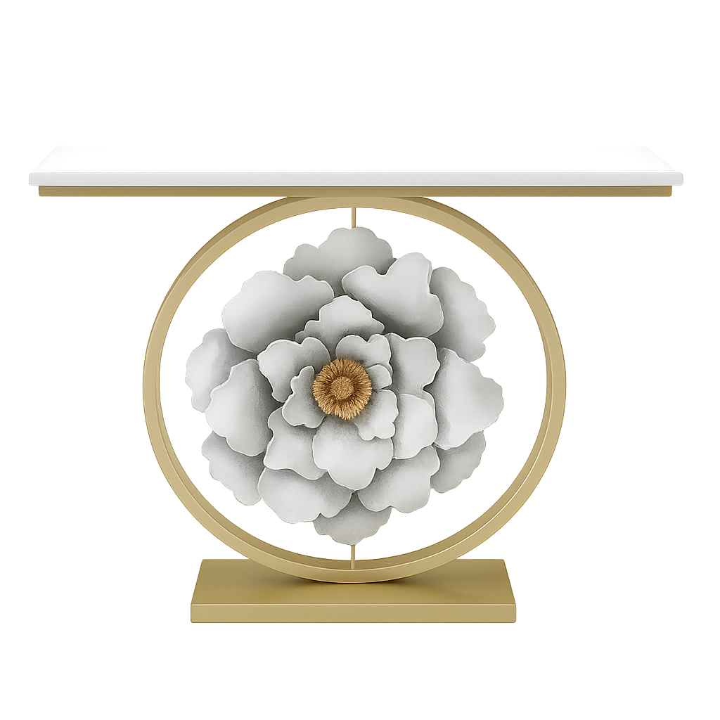 Consola Floral Dorada
