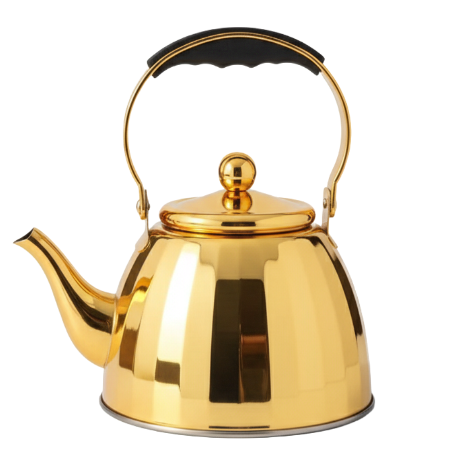 Tetera Metálica Dorada
