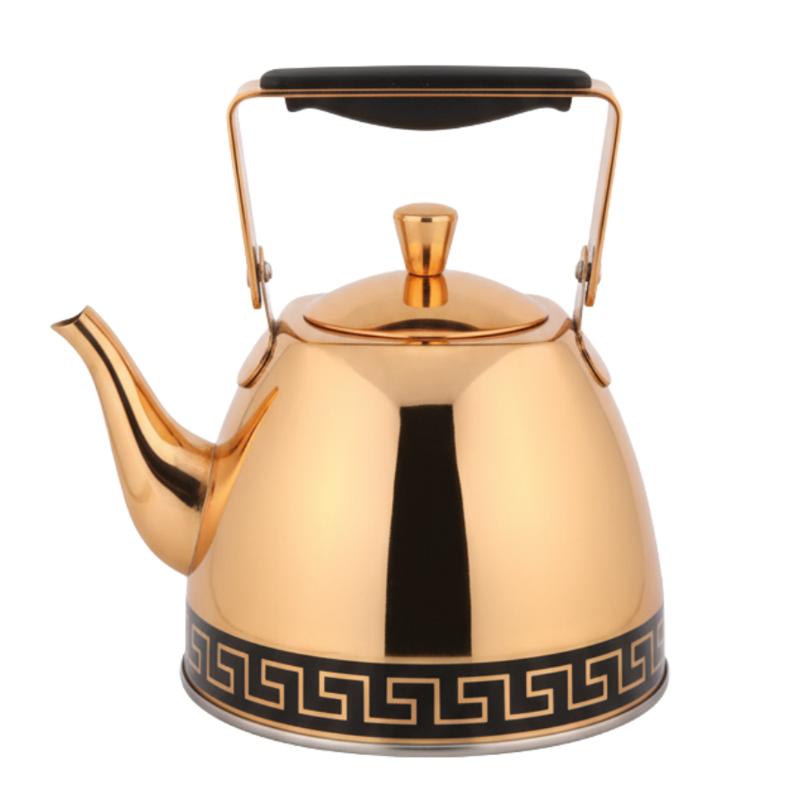 Tetera Metálica Dorada Griega