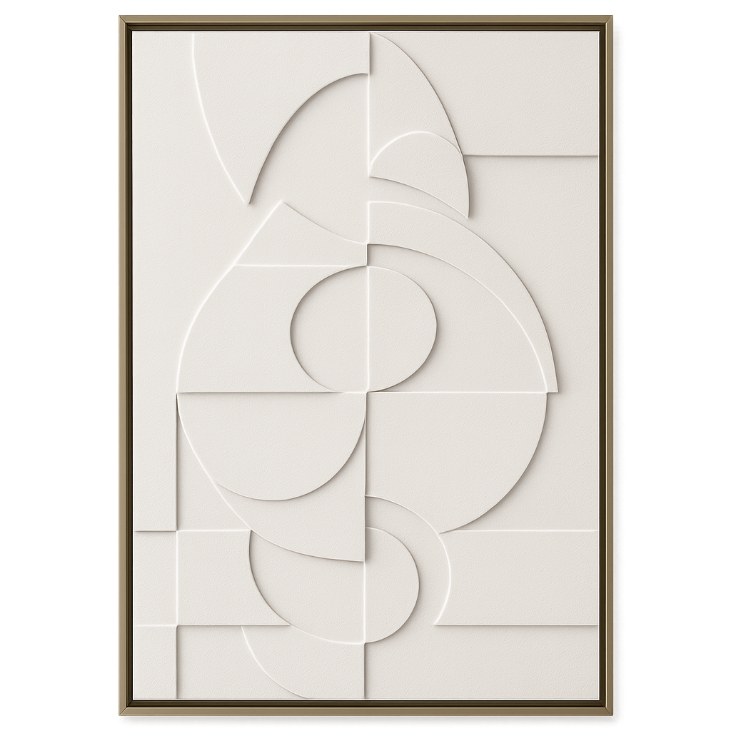 Cuadro Relieve Geométrico Blanco