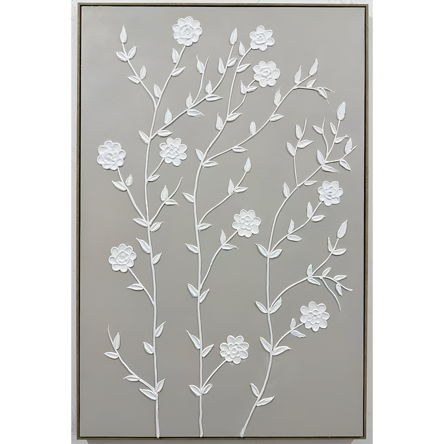 Cuadro Silueta Floral Blanco