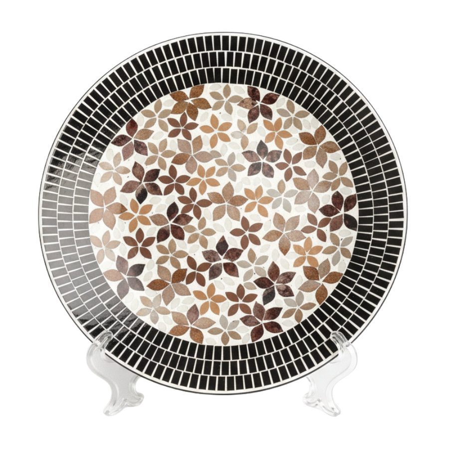 Plato Decorativo con Diseño de Mosaico Floral