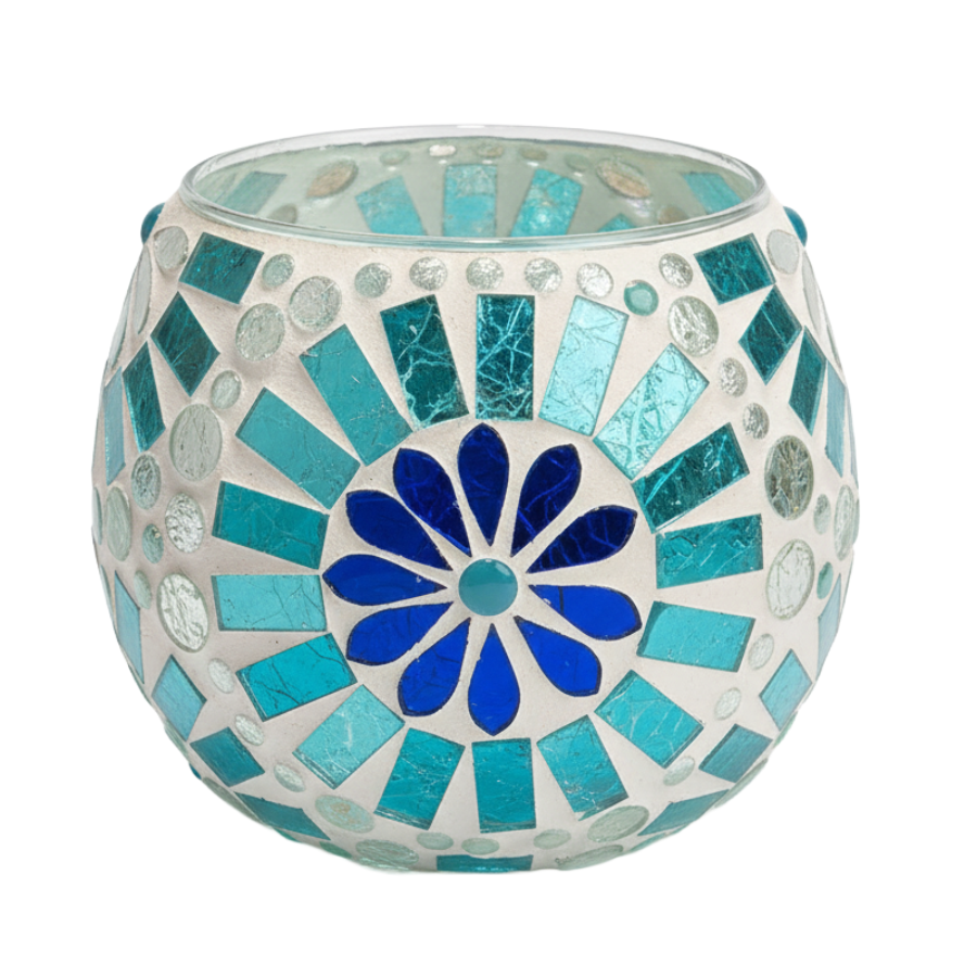Portavelas de Mosaico Turquesa