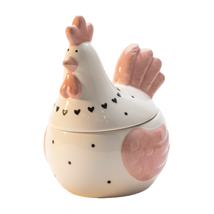 Repostero de cerámica forma de gallina