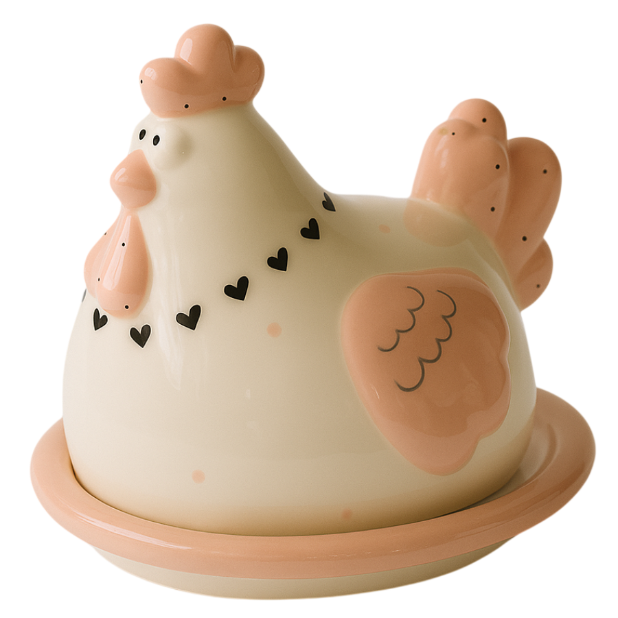 Repostero de cerámica forma de gallina