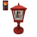 Farol navideño rojo con escena