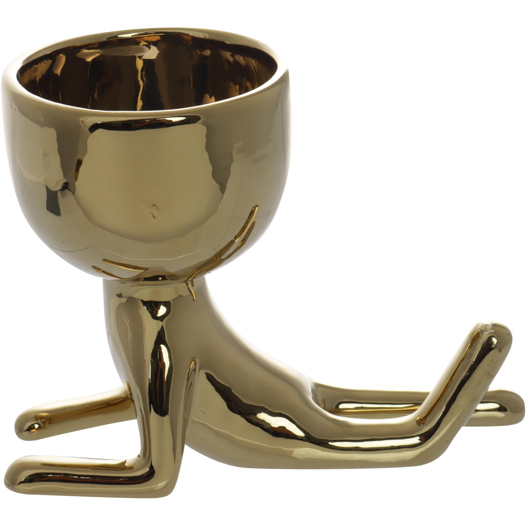 Maceta figura dorada acostada