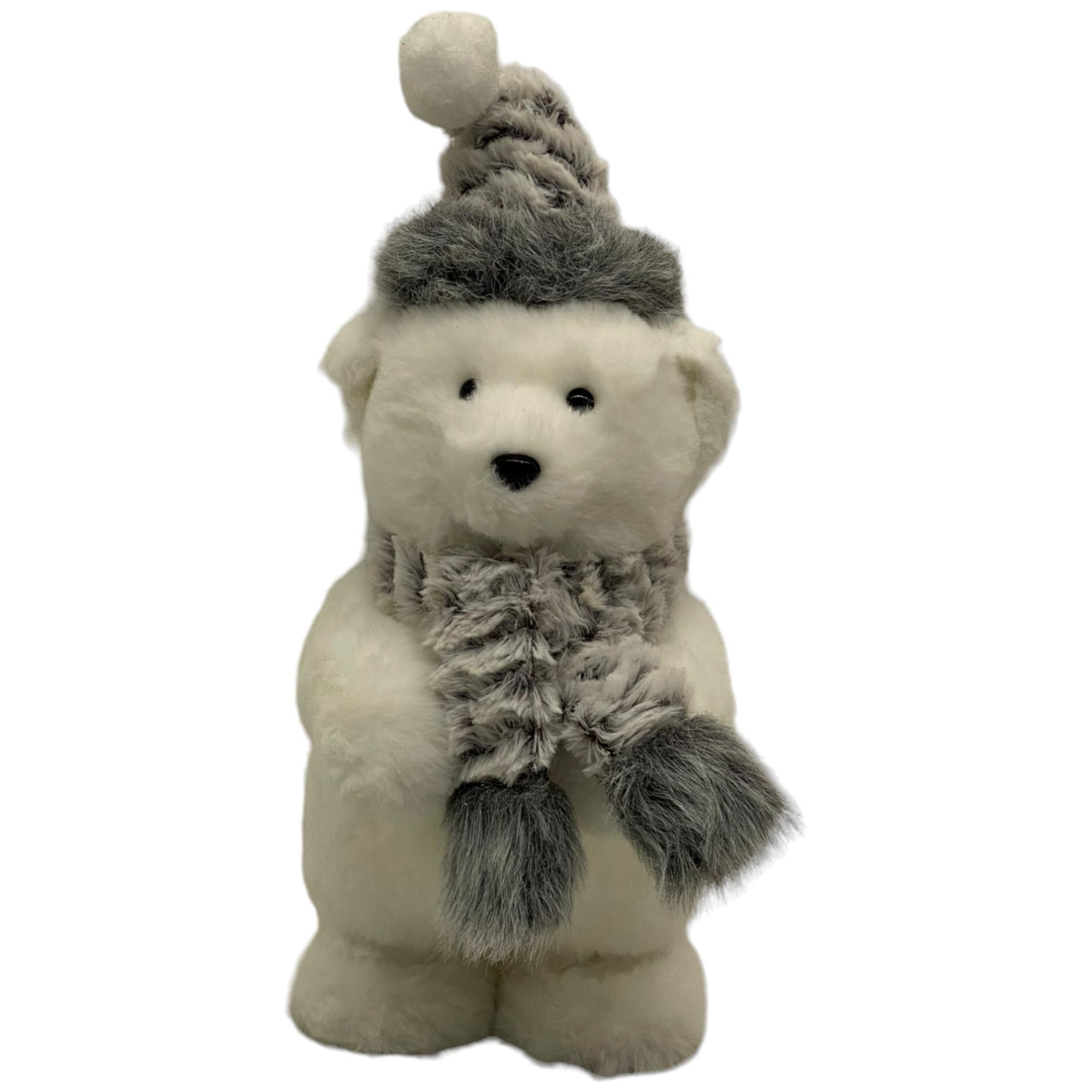 Oso polar navideño con gorro y bufanda