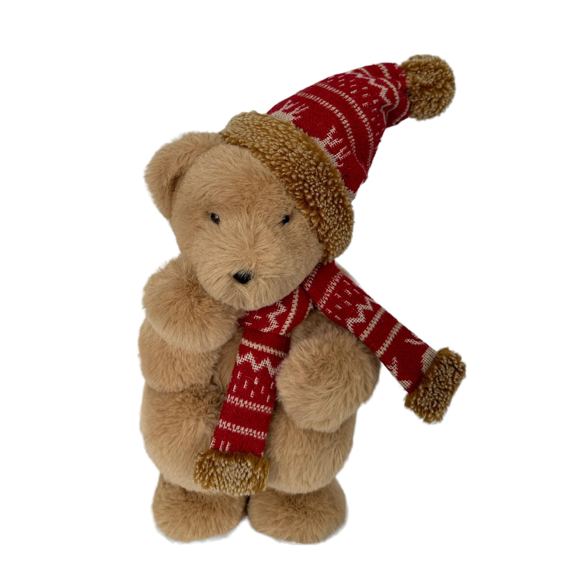 Figura oso marrón con gorro y bufanda
