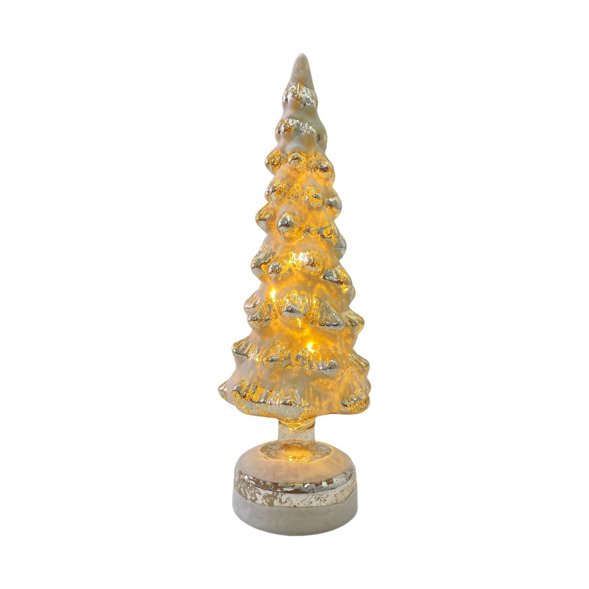 Árbol decorativo dorado iluminado