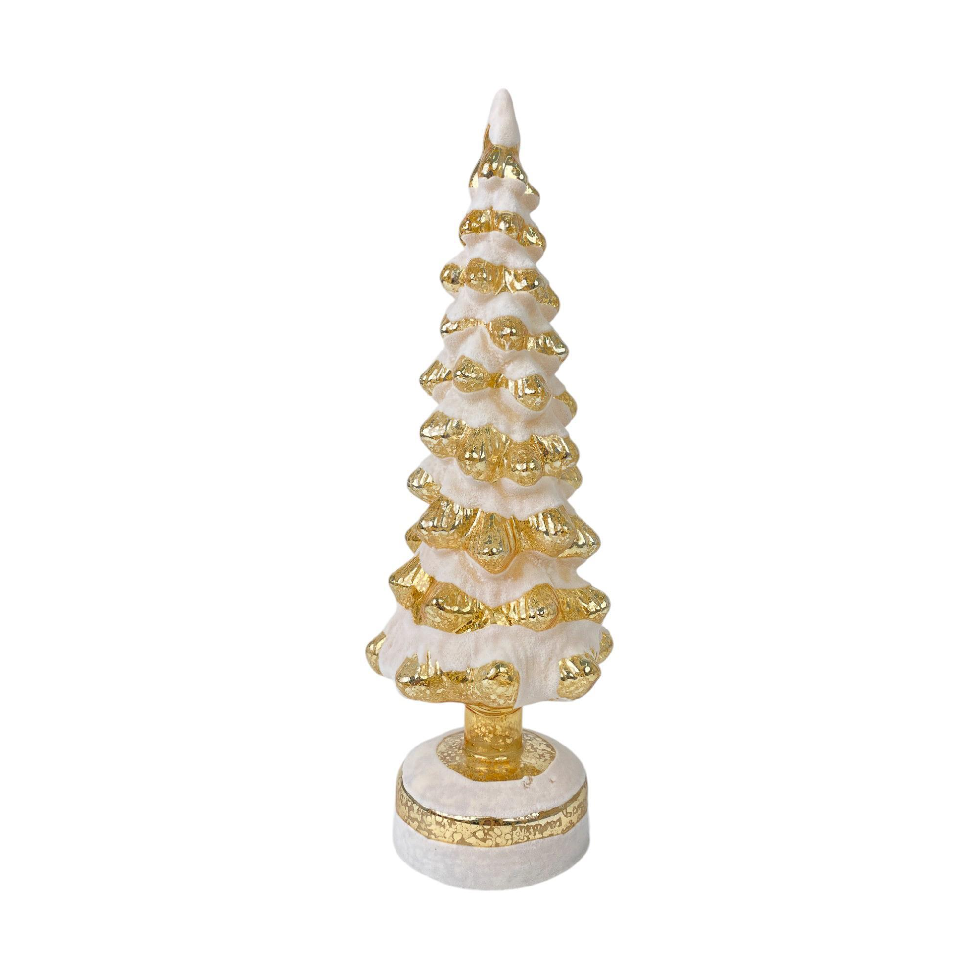 Árbol navideño dorado con blanco