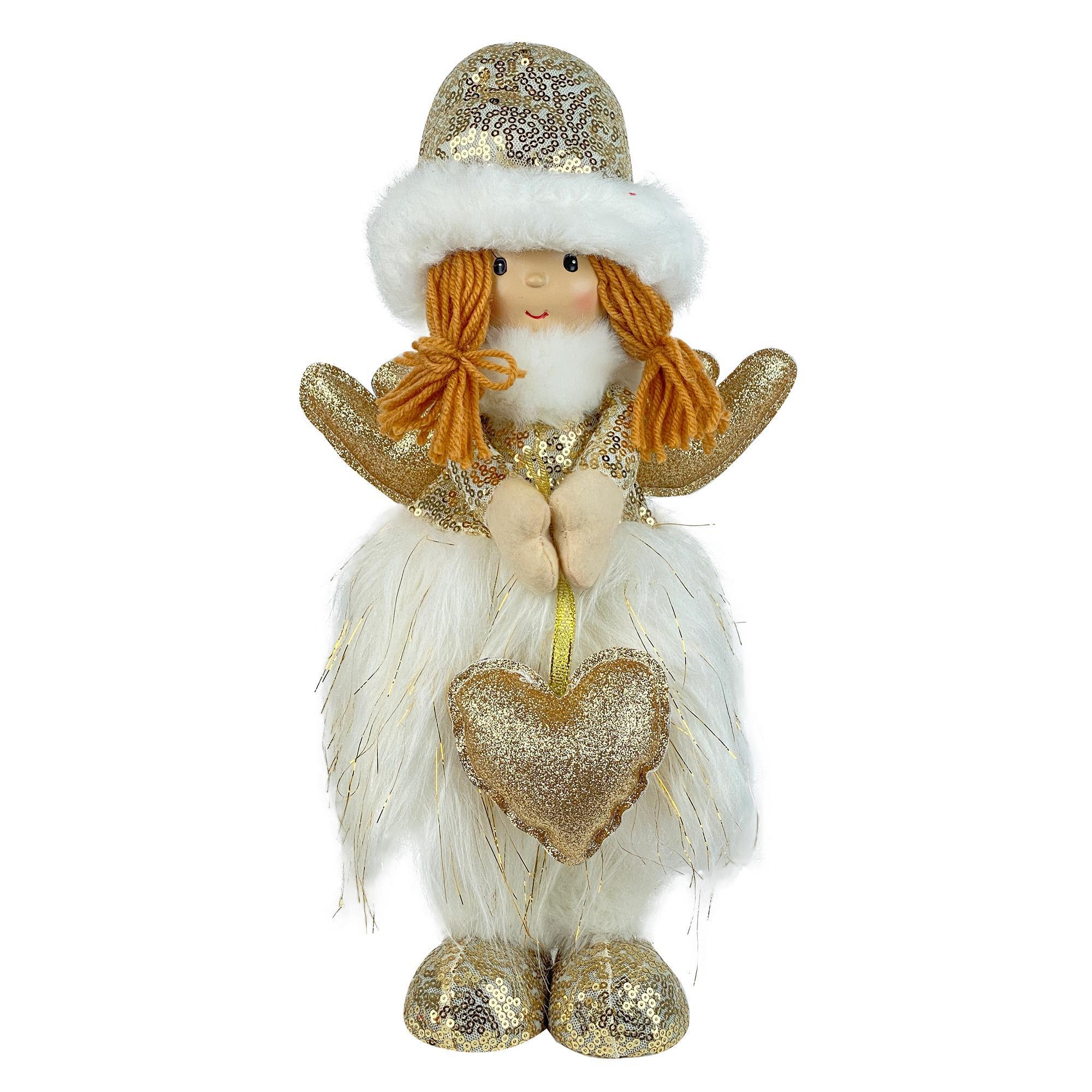 Muñeca navideña ángel con corazón dorado