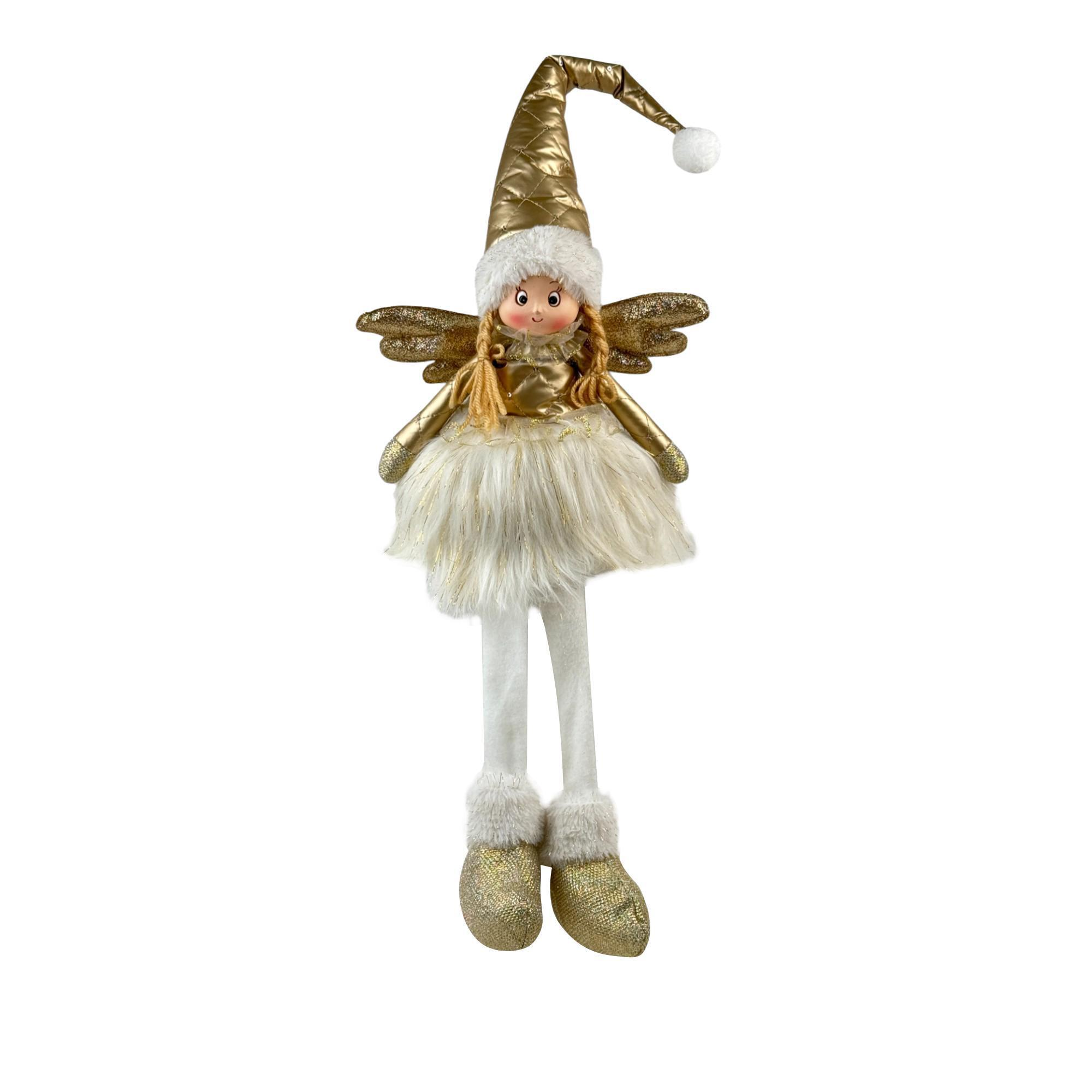 Muñeca navideña pequeña con gorro dorado