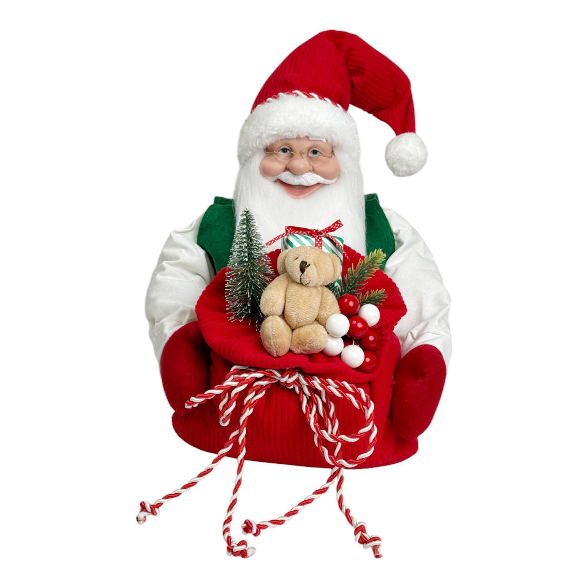 Santa Claus sentado con saco de juguetes