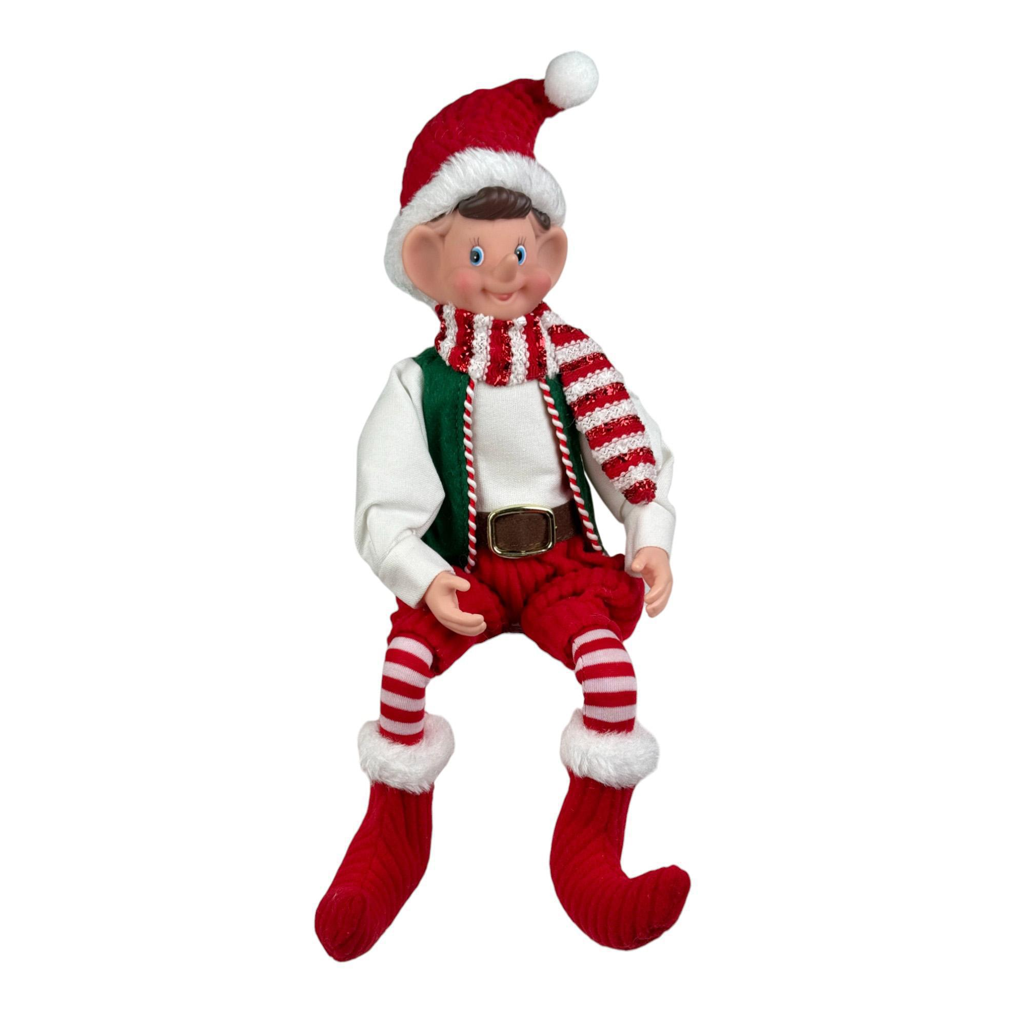 Duende navideño con bufanda de rayas