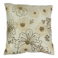 Cojín cuadrado bordado floral dorado