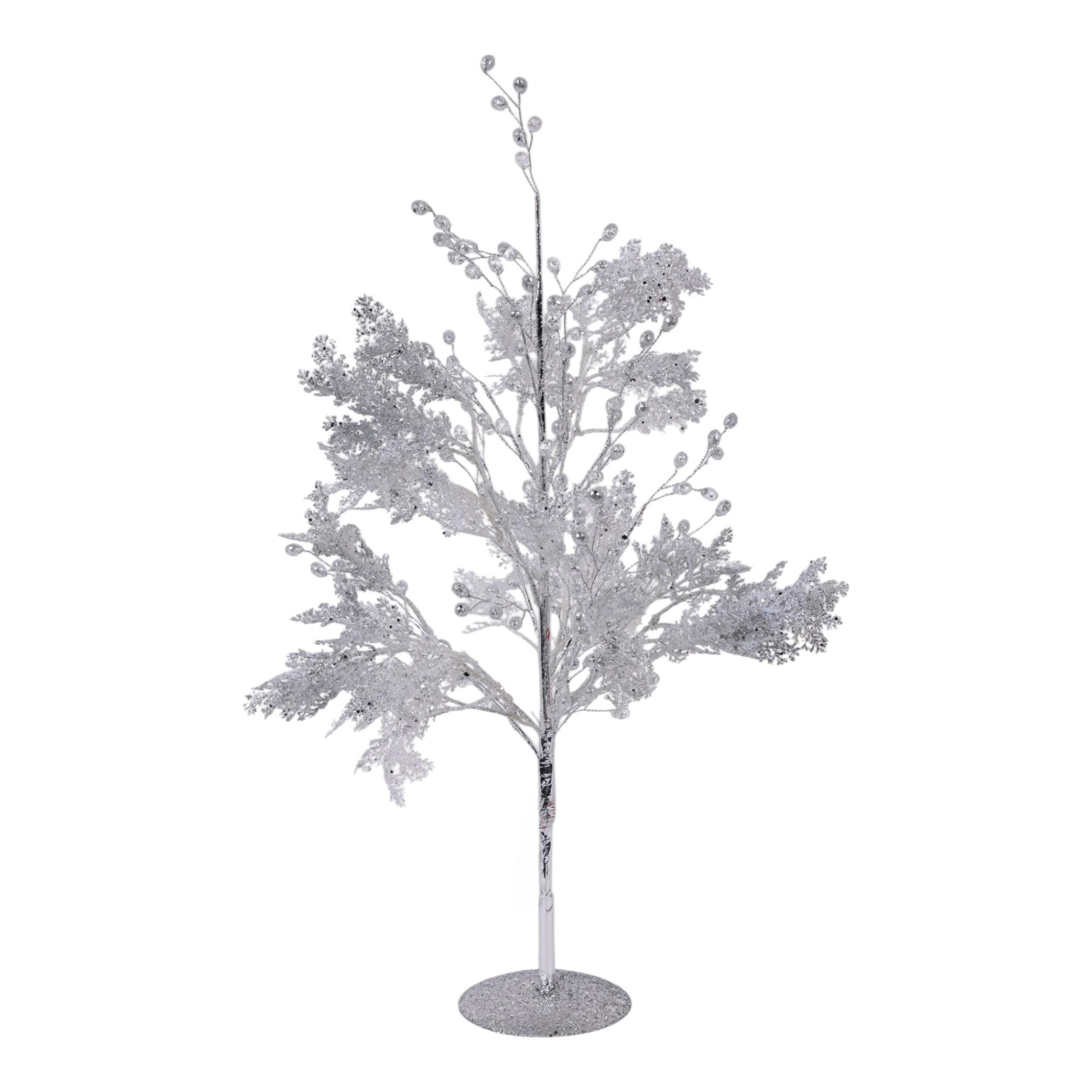 Arbolito decorativo plata escarchada