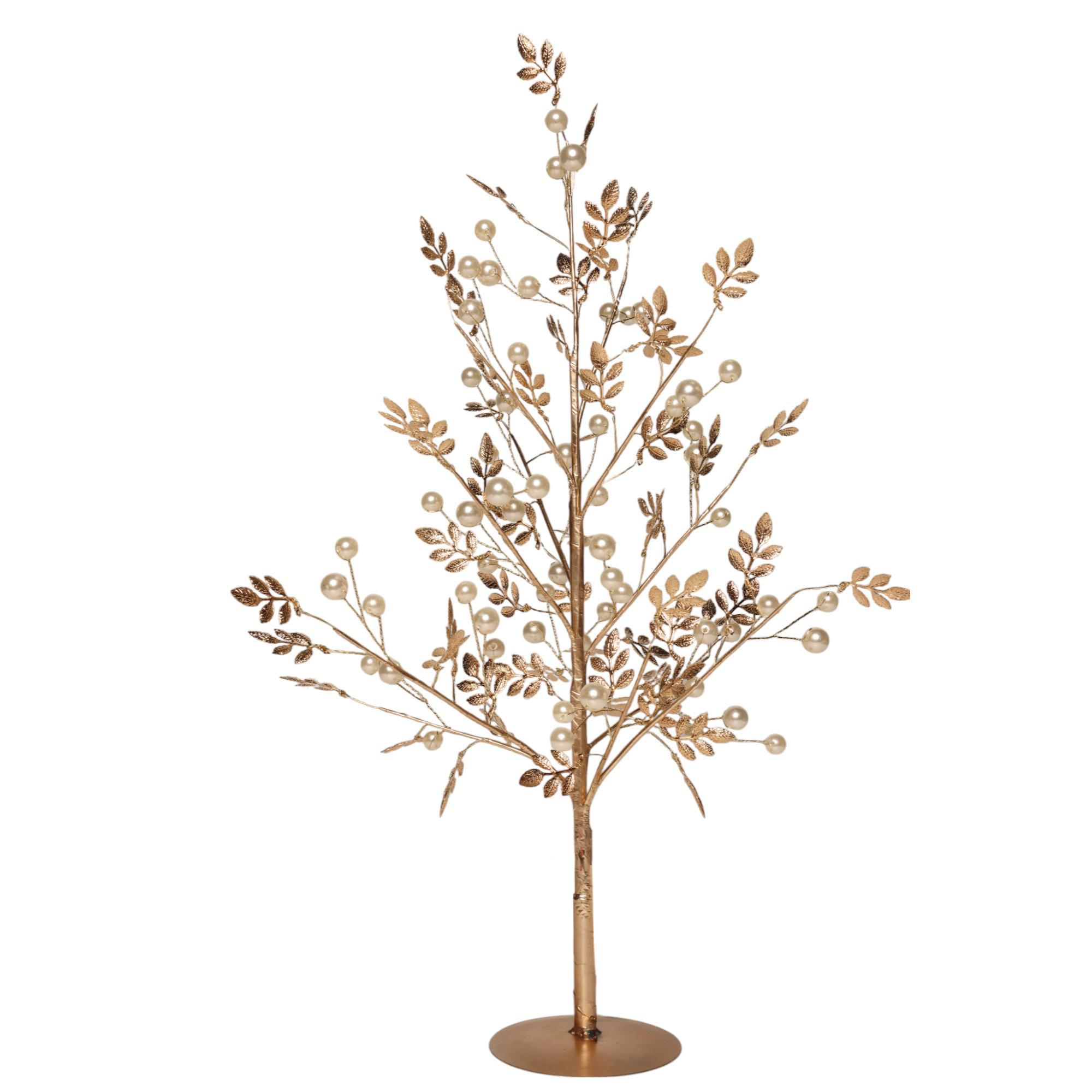 Árbol decorativo con ramas y hojas doradas