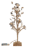 Árbol decorativo con luces y base rectangular