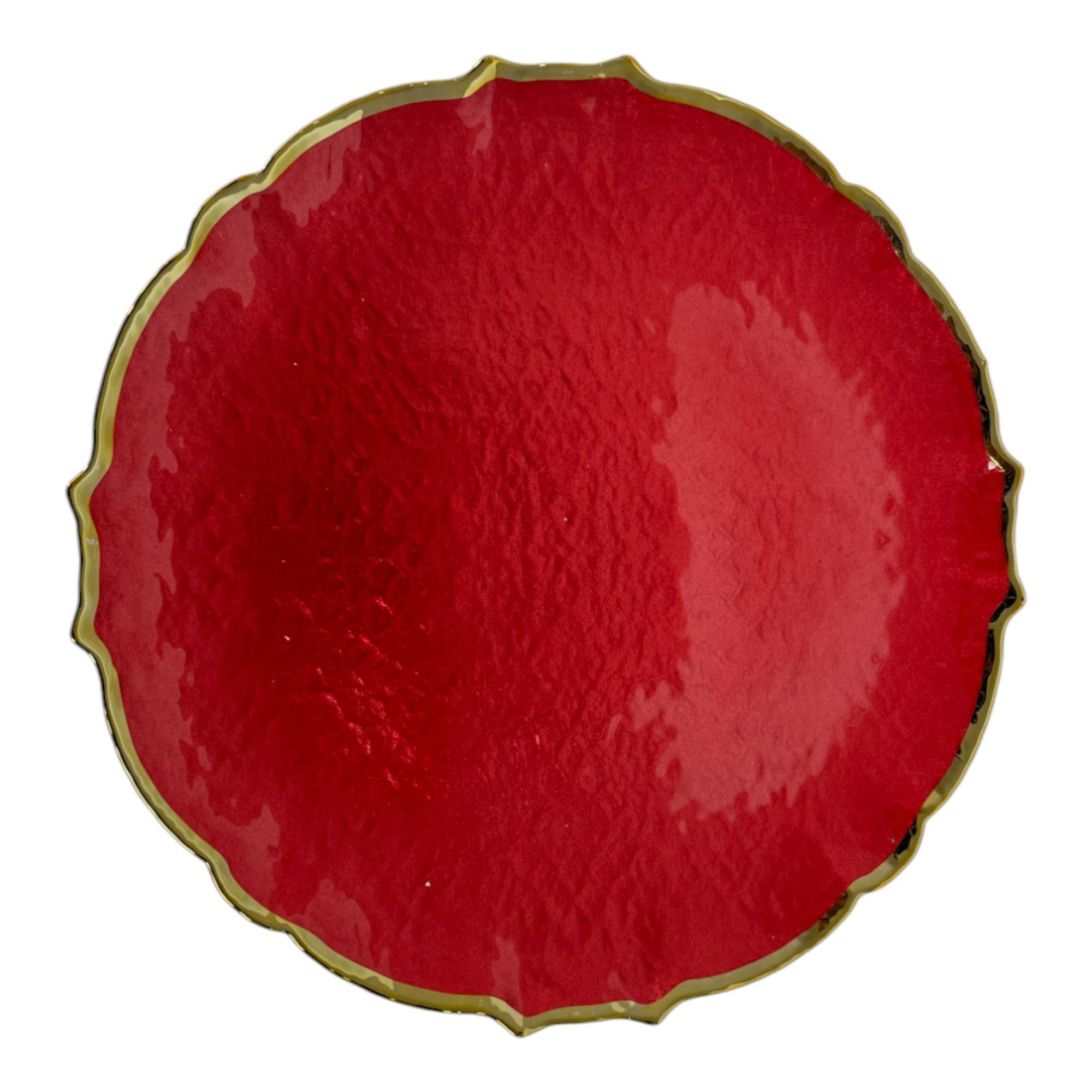 Plato rojo con borde dorado