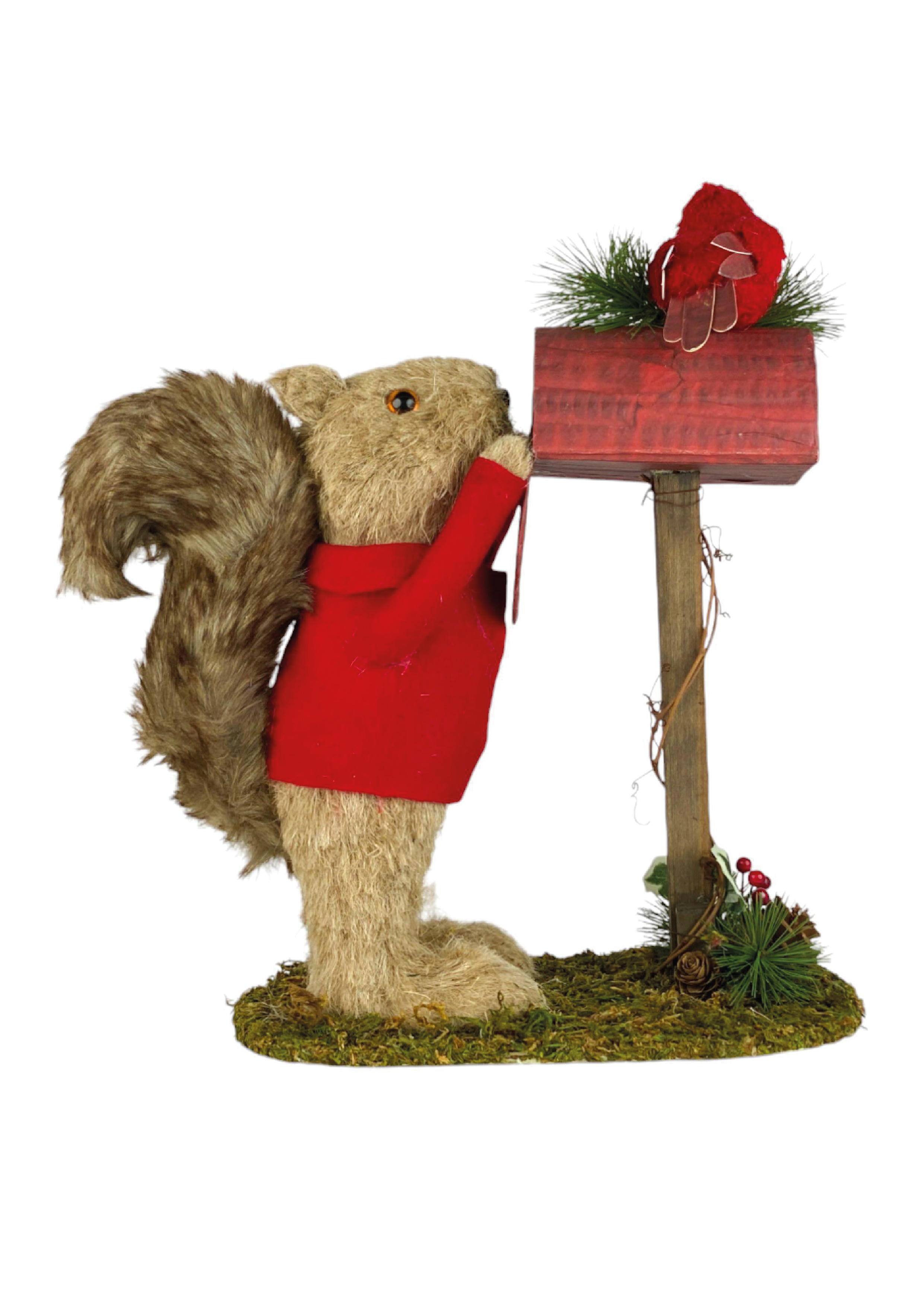 Ardilla con buzón navideño