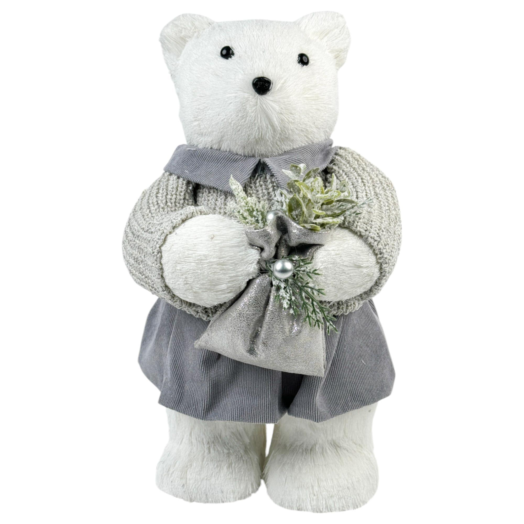 Osa polar decorativa con vestido gris