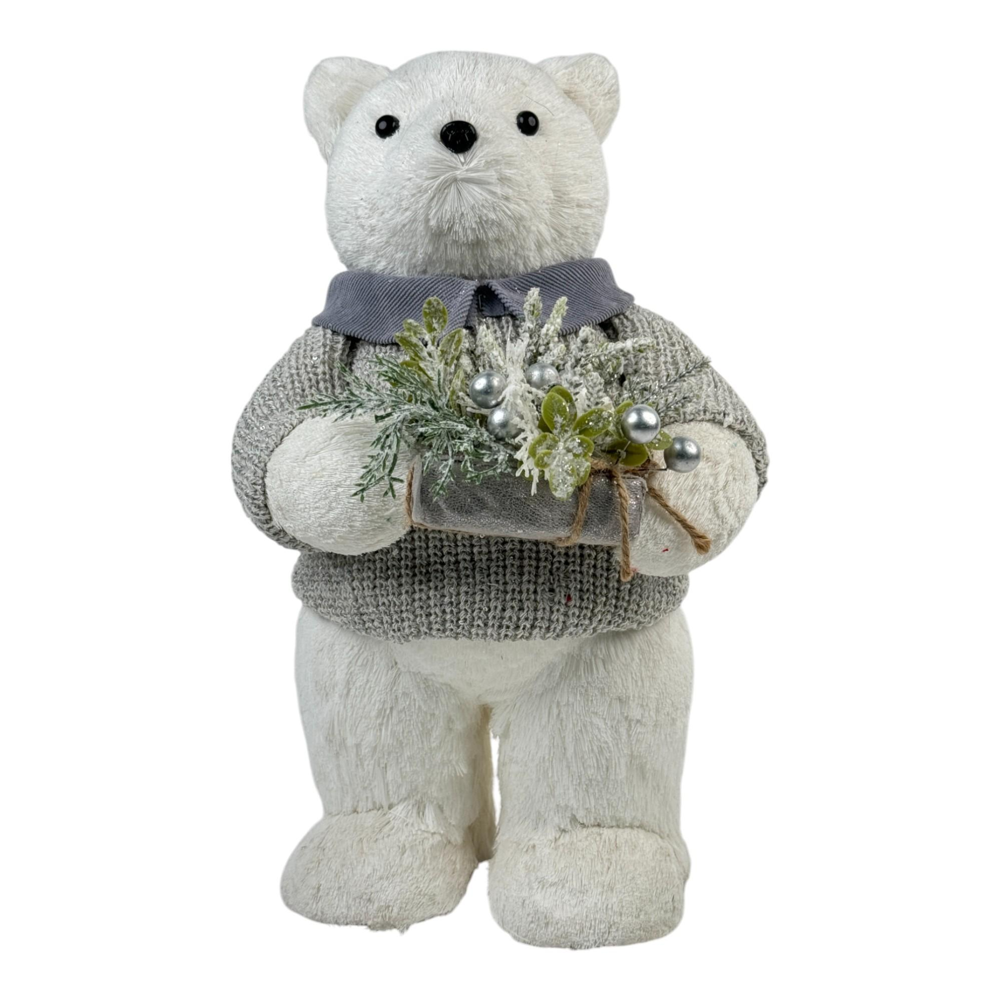 Oso polar decorativo con suéter gris
