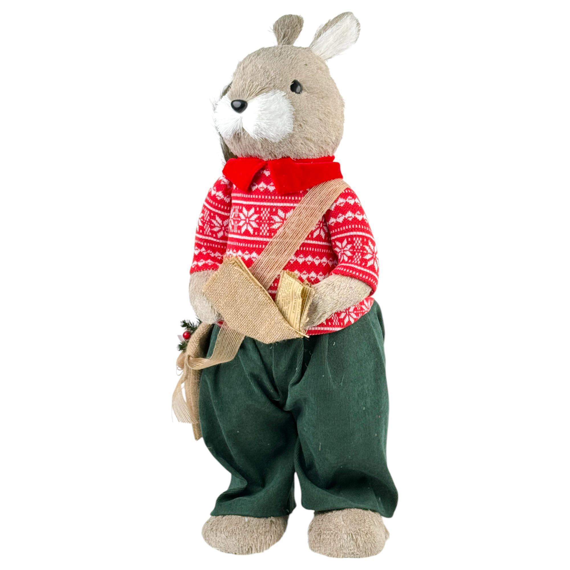 Figura ardilla navideña con bolso