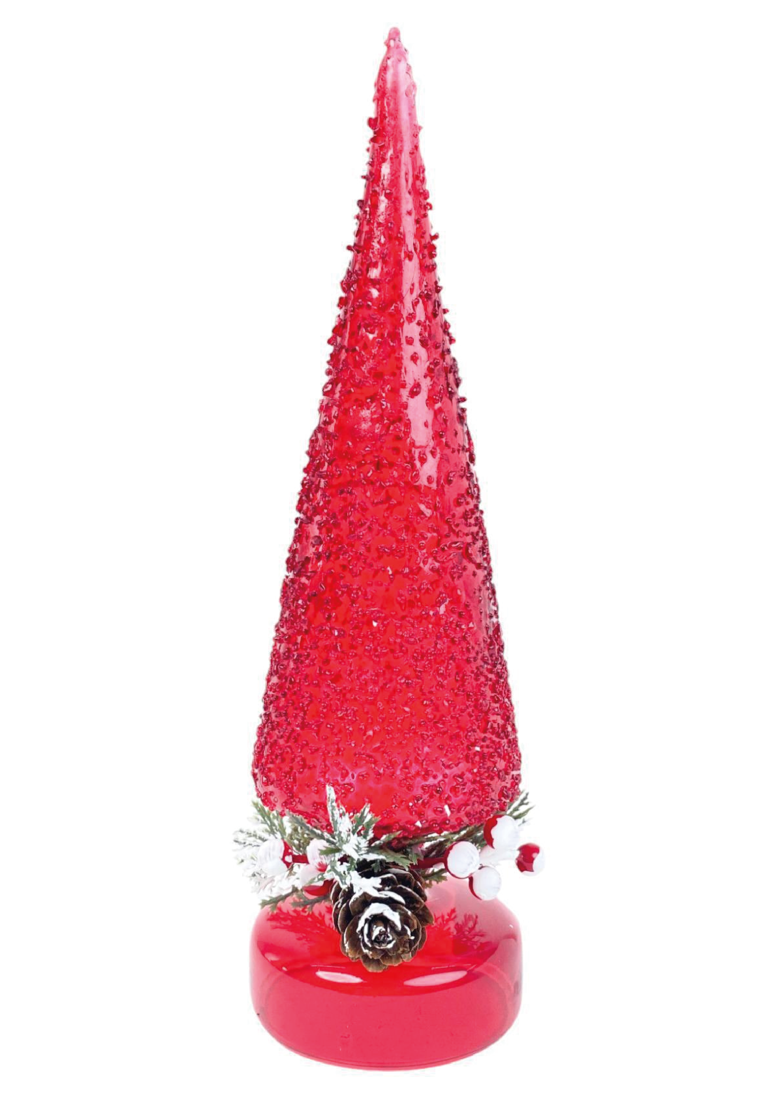 Árbol de vidrio cónico rojo