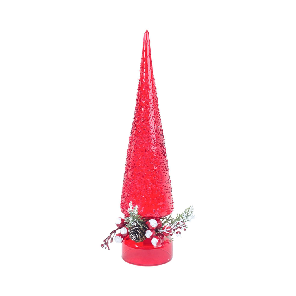 Árbol de vidrio cónico rojo