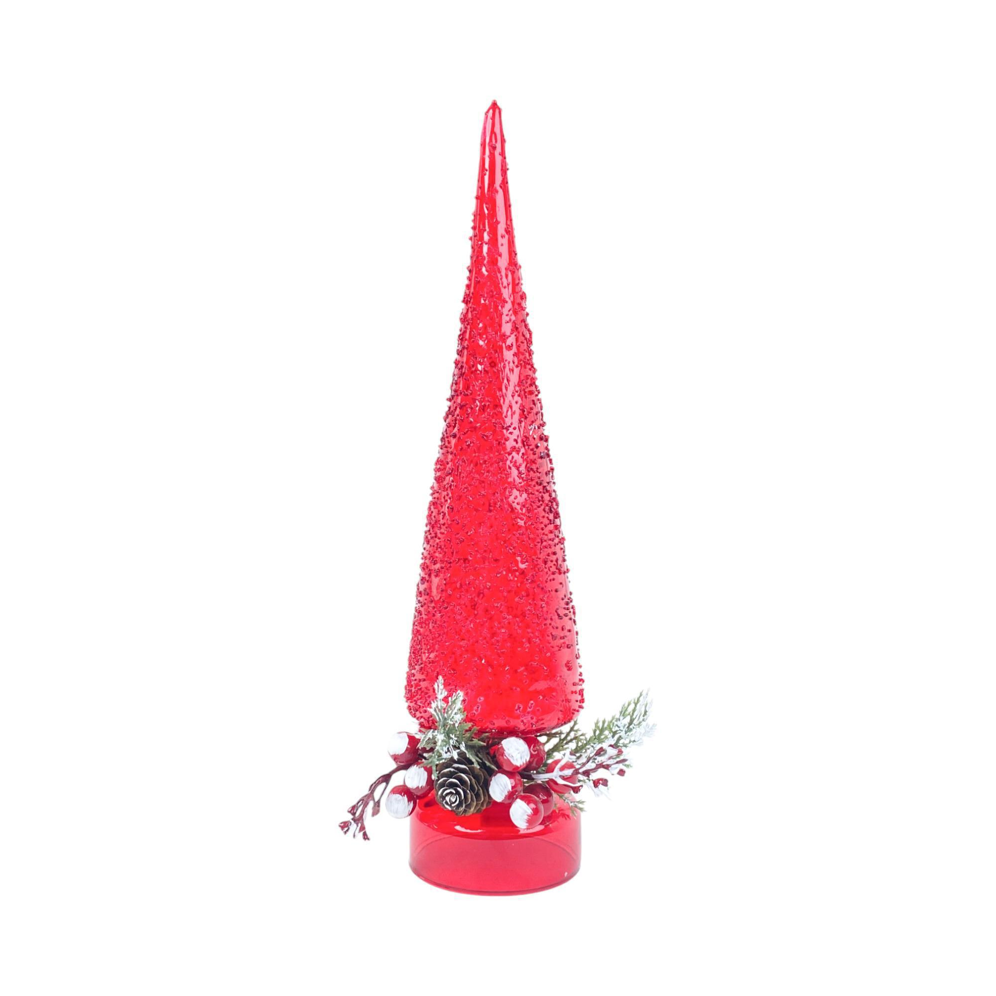 Árbol de vidrio cónico rojo