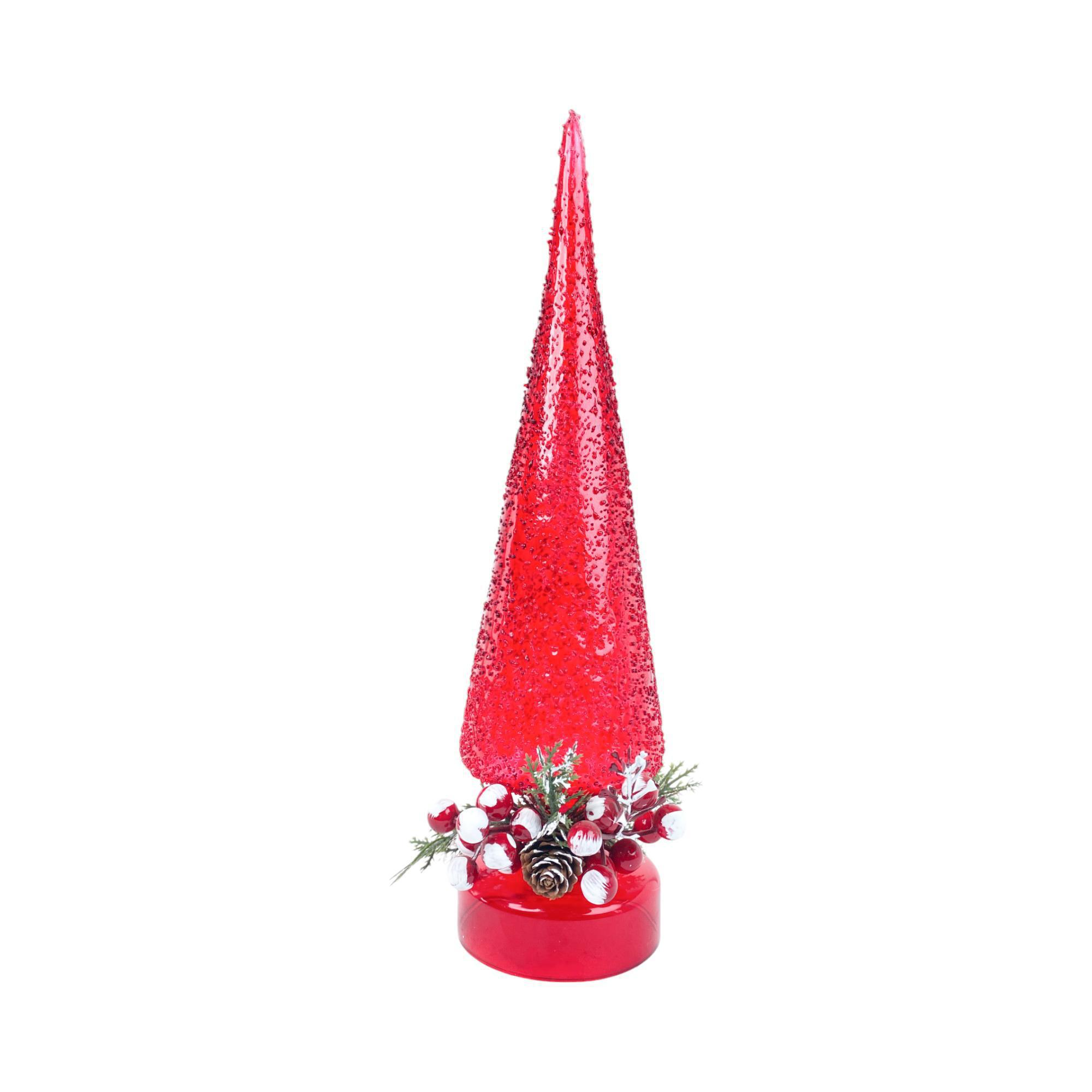 Árbol de vidrio cónico rojo