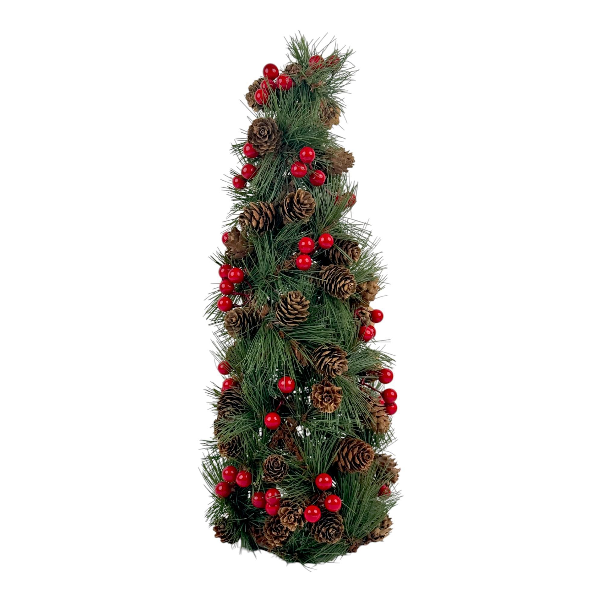 Árbol navideño con bayas rojas