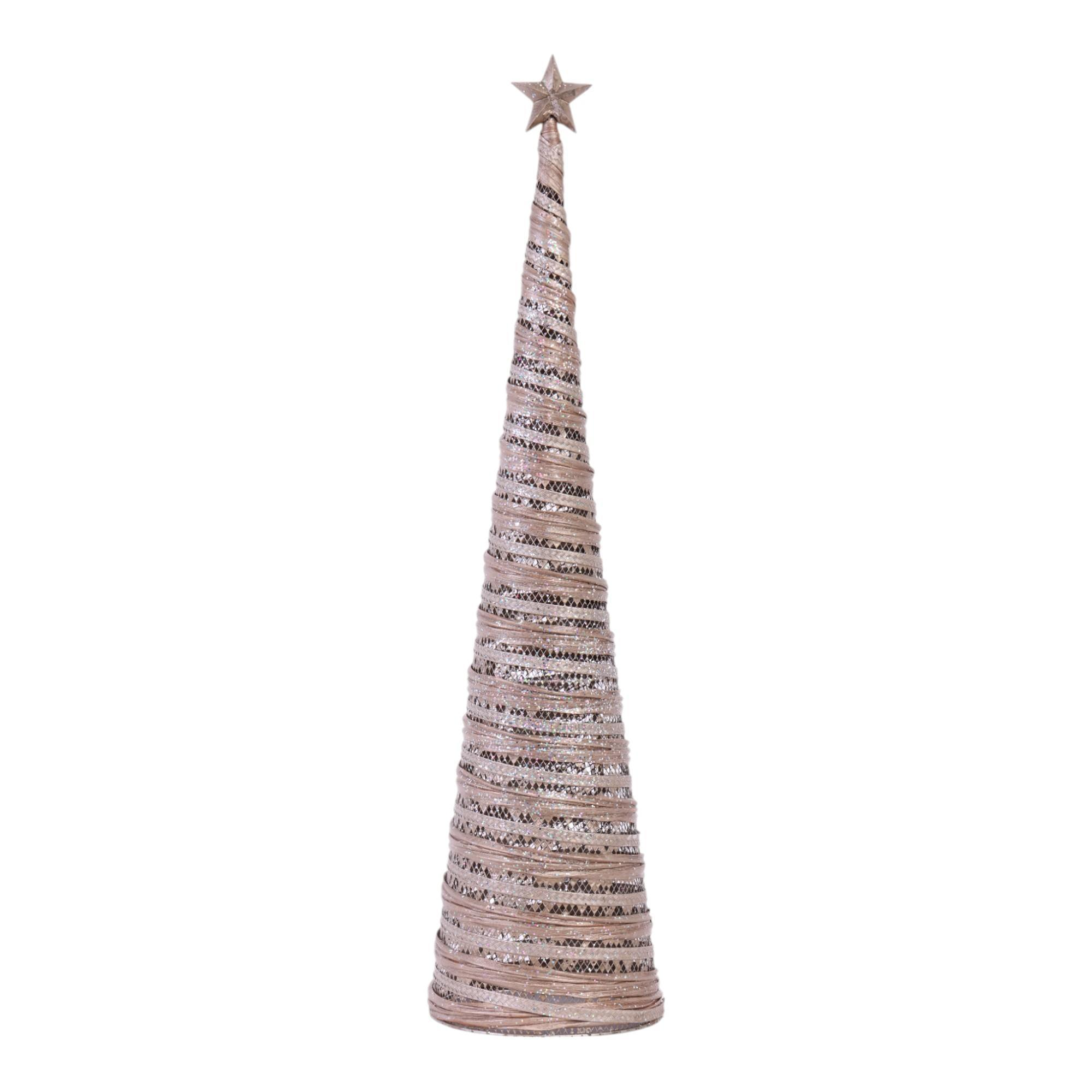Árbol decorativo cónico en espiral rosa metálico